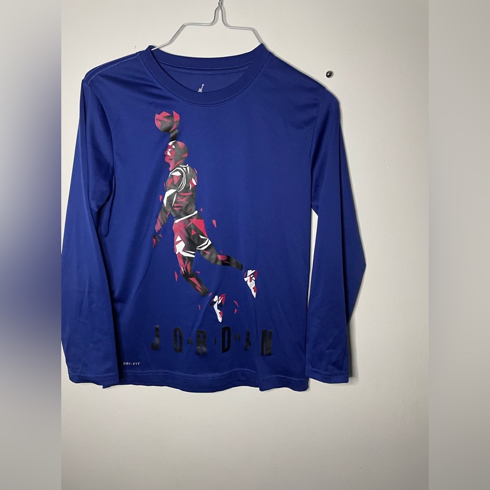 Jordan Kids Long Sleeve Tee - Blue with Multicolor Graphic